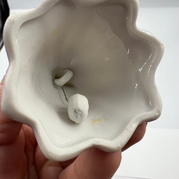 Vintage Small Mini Glazed Porcelain Delicate Bell Purple Morning Glory Flower - Picture 8 of 9